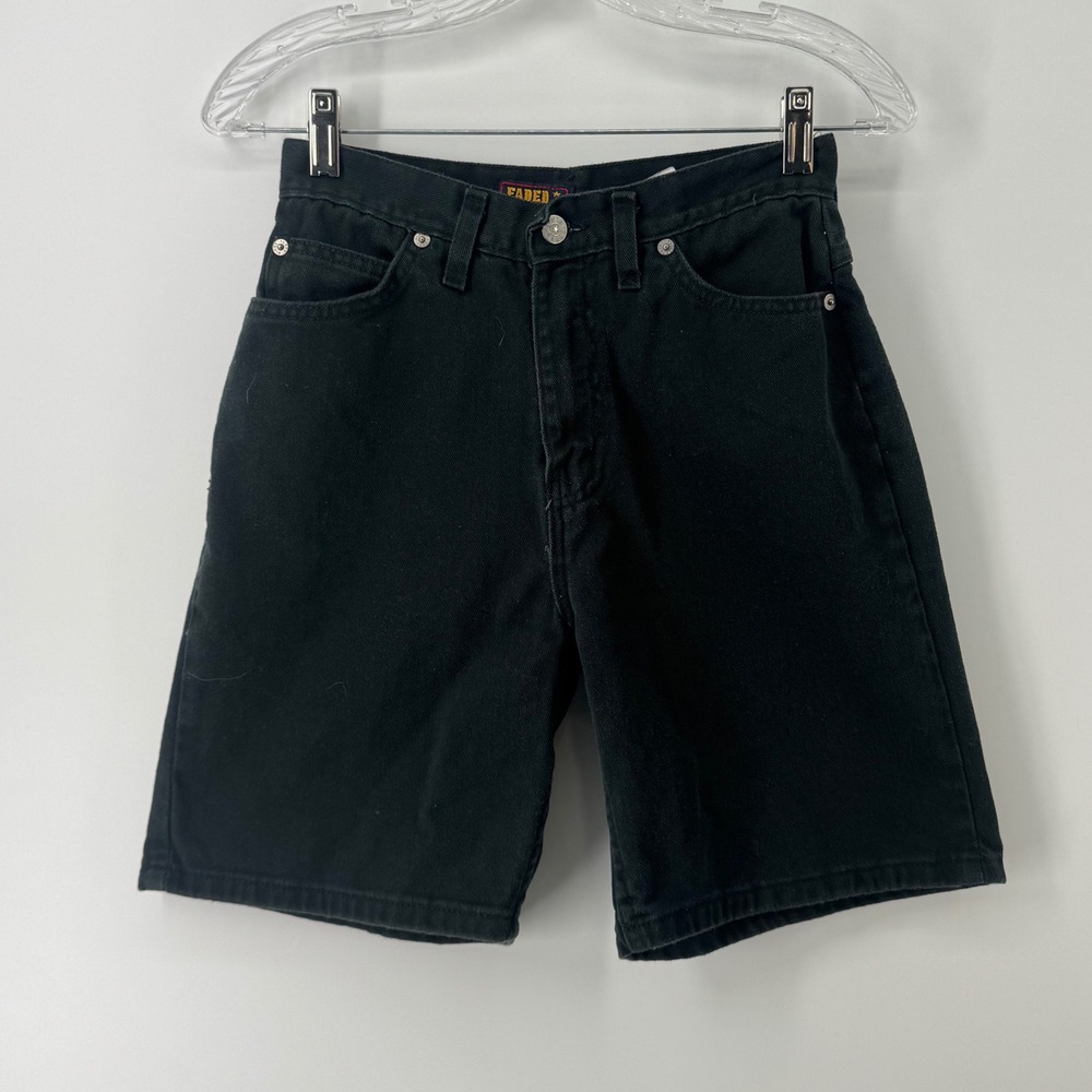 Vintage Faded Glory Black Denim Shorts High Waisted Made in USA Womens 8 CK 5575
